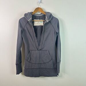 Vintage Y2K Hollister Gray Long Deep V Neck Pullover Hoodie Womens M Grunge